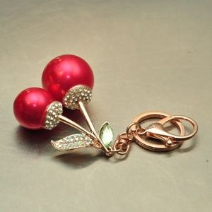 Key ring cherry charm for handbag
